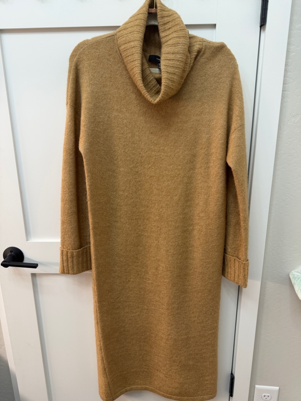 Vero Moda Camel Ribbed Cowl Neck Sweater Dress